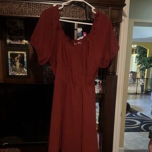 June & Hudson Rust Midi Dress